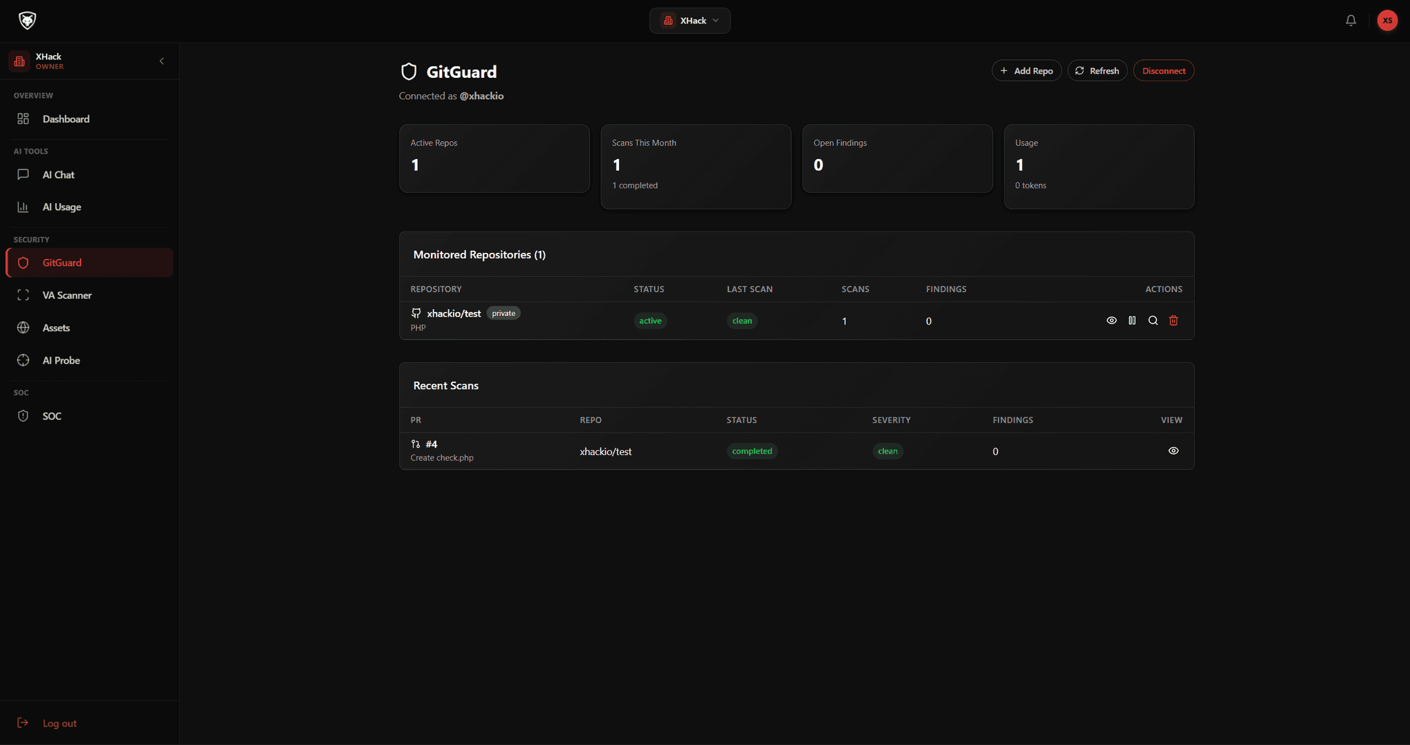 GitGuard interface
