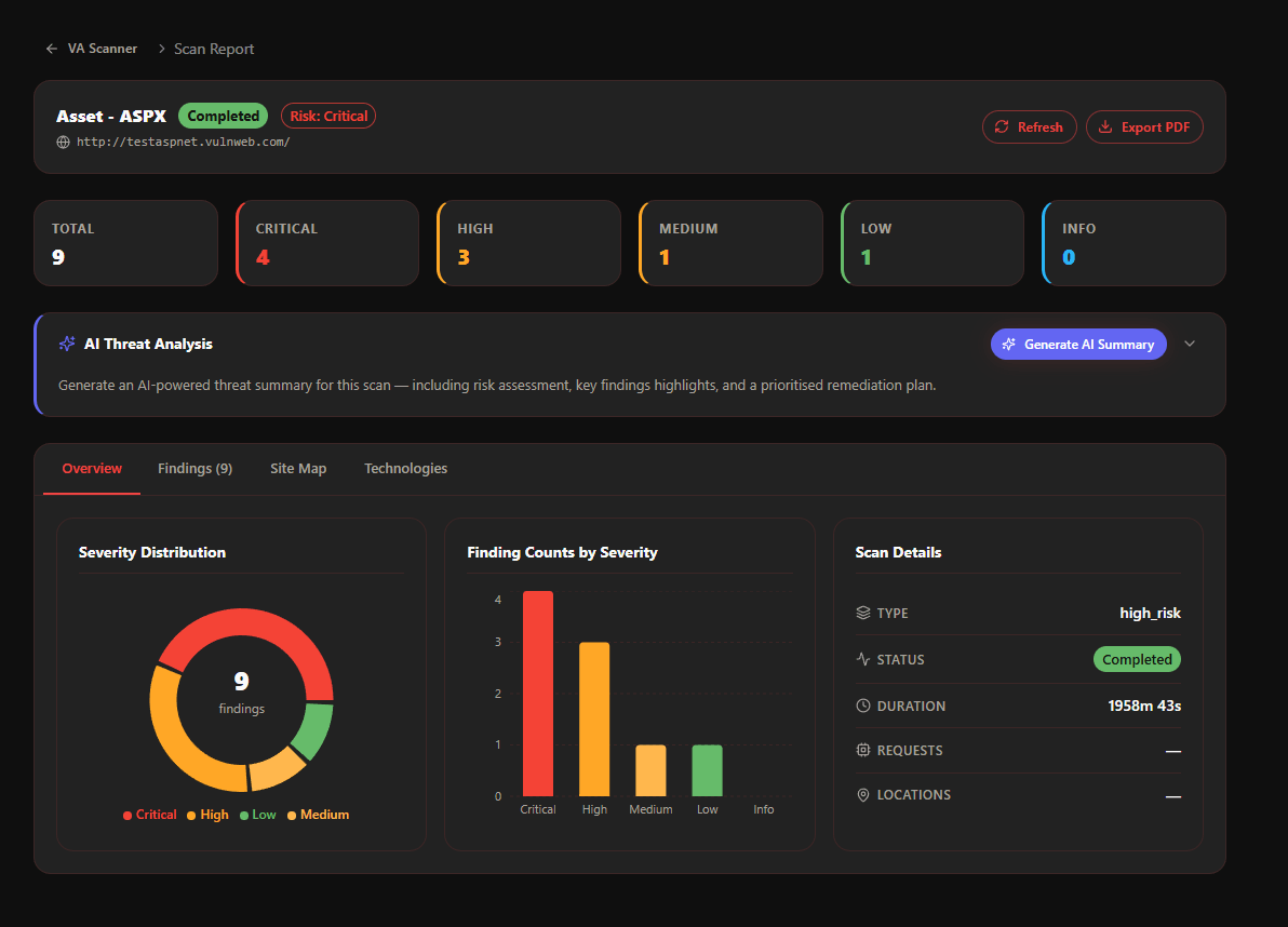 XHack live vulnerability scan progress