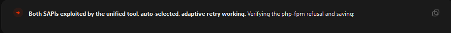 Summary line confirming both server models were exploited by the same tool